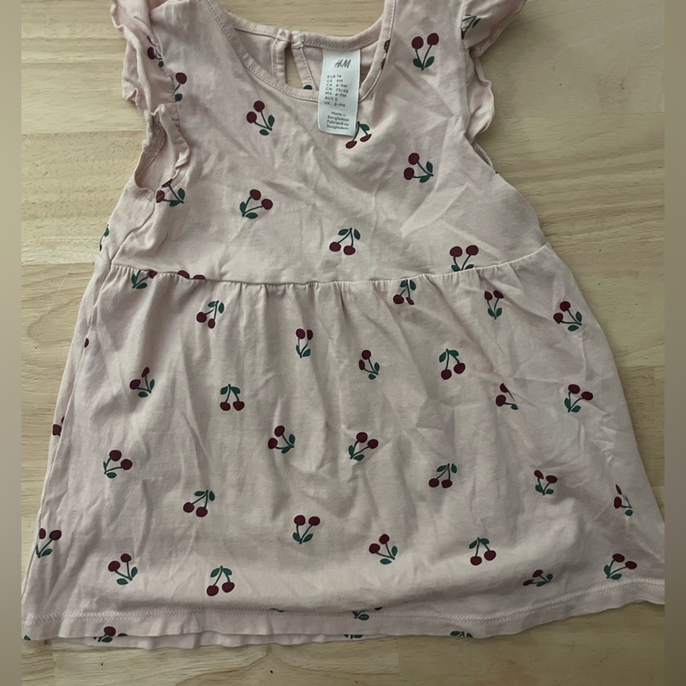 H&M Pink Cherry Pattern tank dress